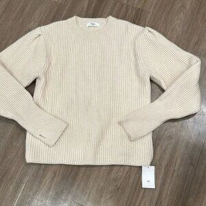 Frankie Shop Wool Blend Puff Sleeve Ribbed Sweater